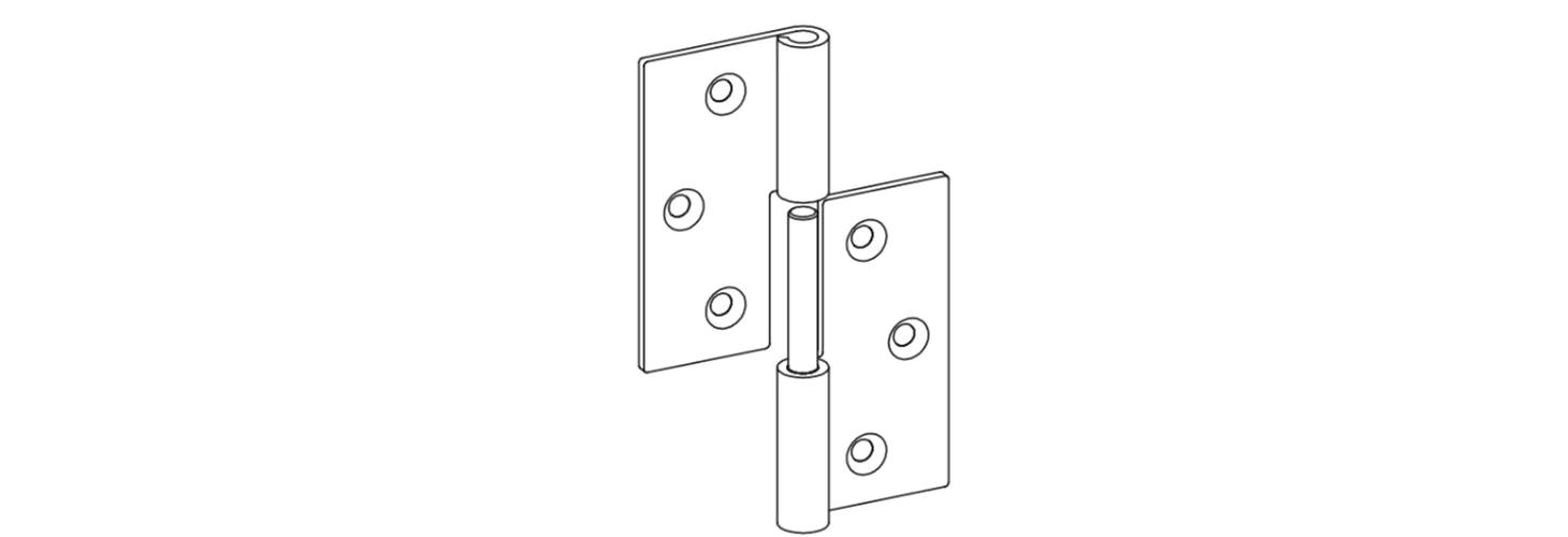 Stainless steel lift off hinges, flag technical drawing